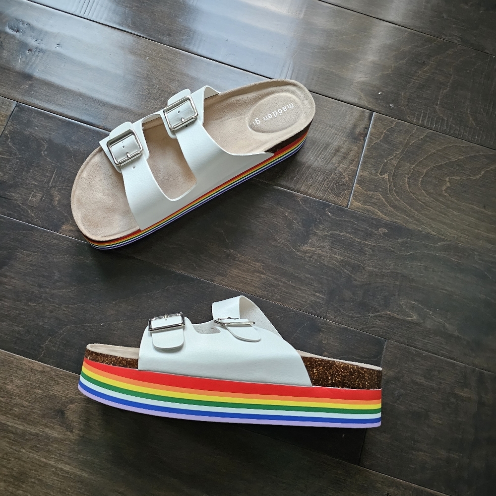 Colorful Platform Madden Girl Slides